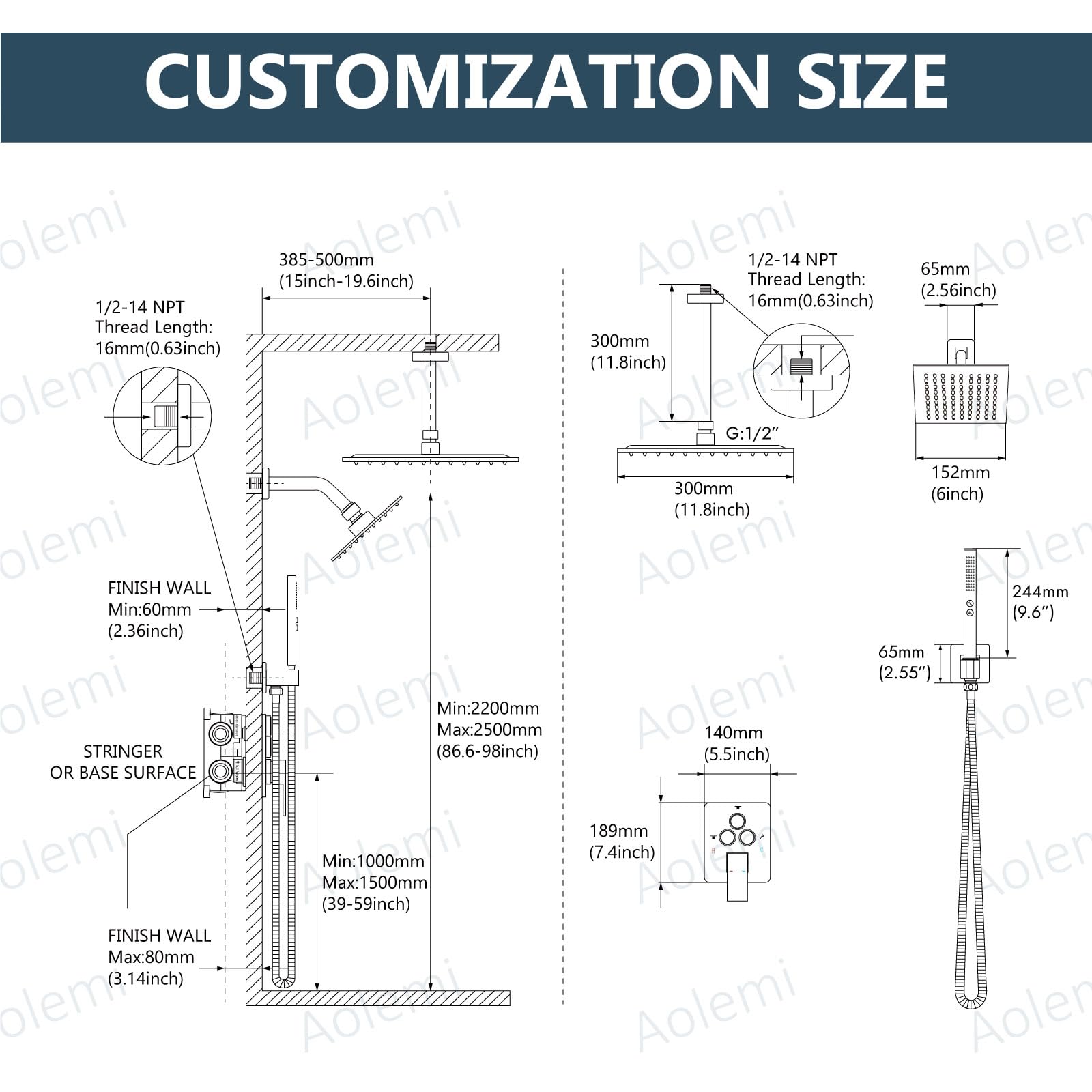 Matowy czarny system prysznicowy do montażu sufitowego 30 cm i 15.6 cm podwójne głowice prysznicowe 2 w 1 ręczny zawór i zestaw wykończeniowy przełącznik przyciskowy do łazienki ulepszenie