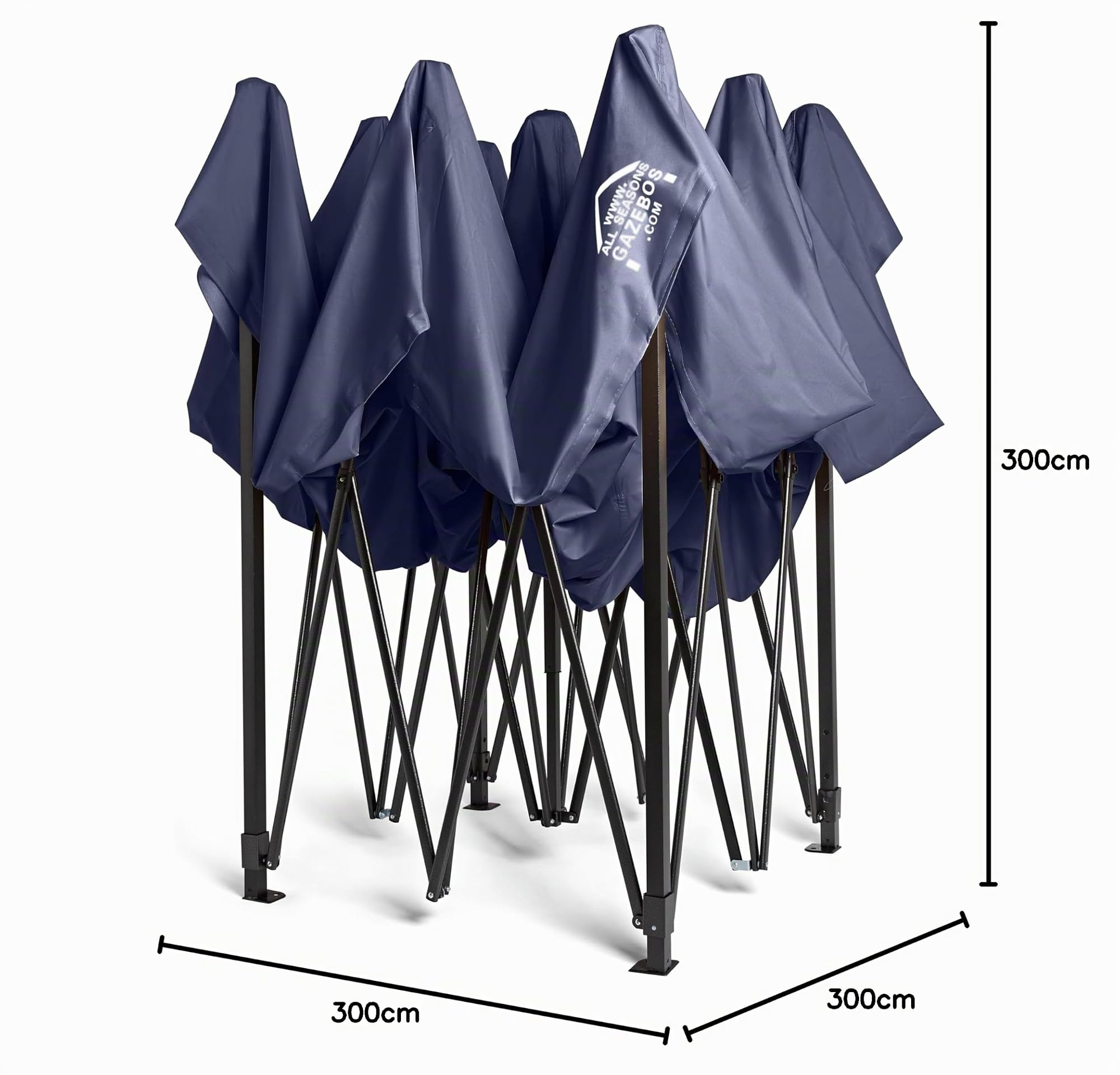 All Seasons Gazebos | 3x3m Pop Up Faltpavillon mit Zubehörpaket | Einfache Montage, Schwerlast, vollständig wasserdicht, hochwertige Materialien (Marineblau)