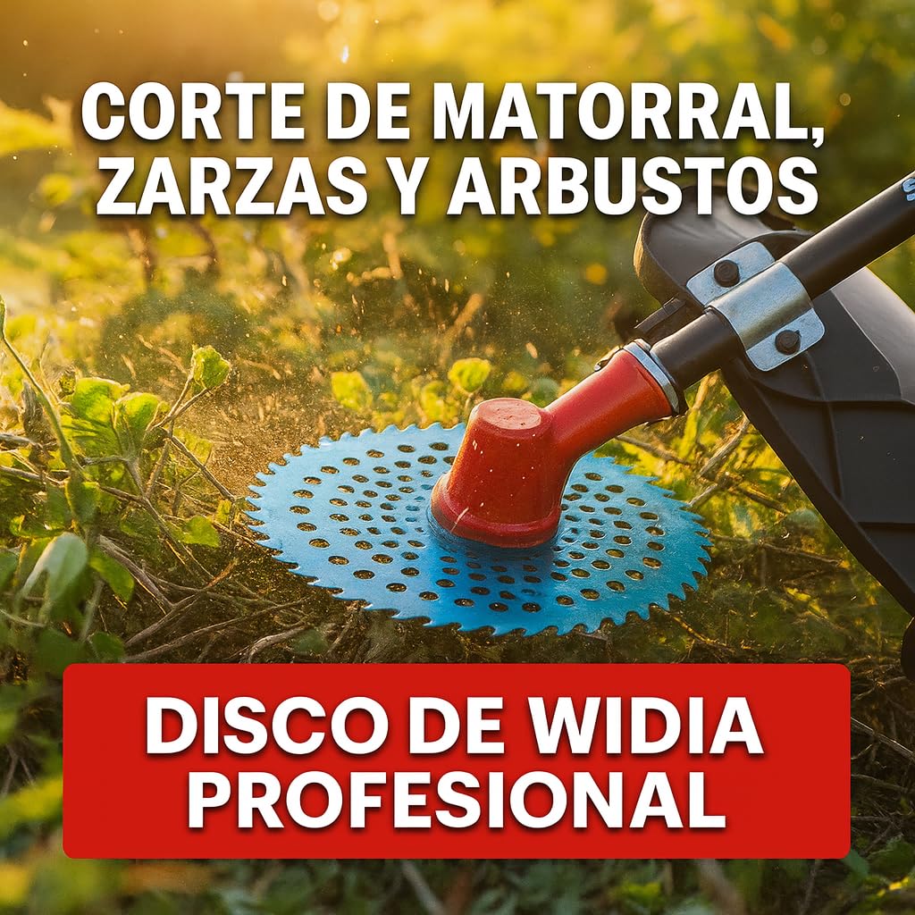 Synergy Débroussailleuse à essence 7 en 1 – 65 cc 4 CV – Disque à 3 pointes, 2 disques à 8 pointes, disque widea, 2 têtes de fil automatique et 2 fils en nylon