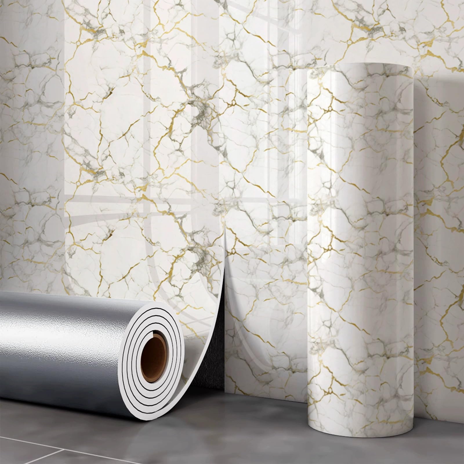 Zynqra Peel and Stick Wallpaper,Removable,Self Adhesive Marble Contact Paper,for Cabinet Bedroom Bathroom,Kitchen Cabinets,Renter Friendly(A)