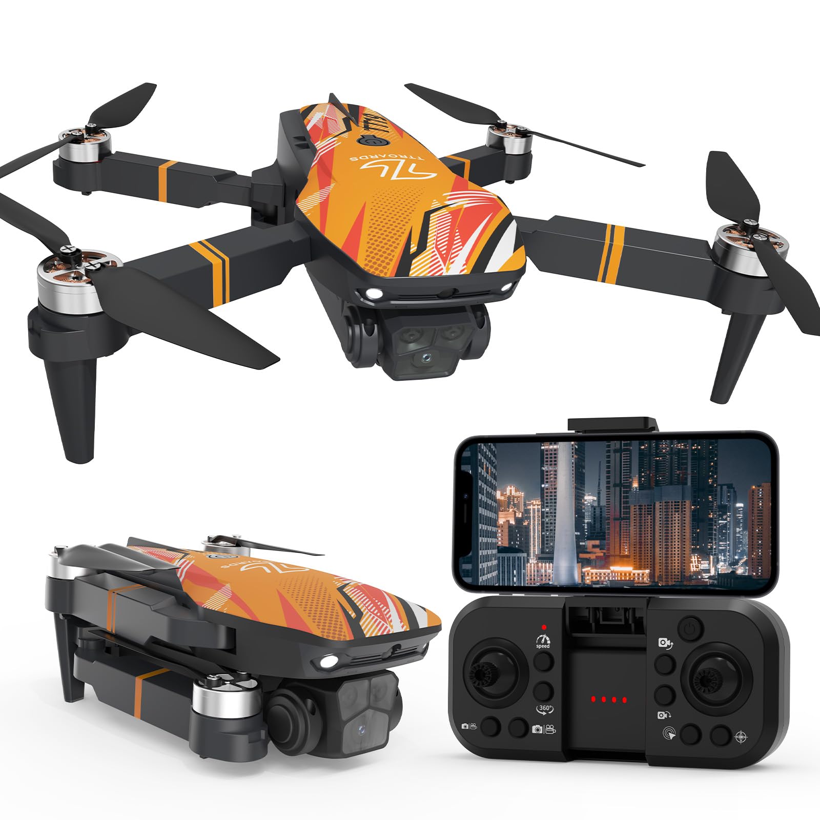 TTROARDS Drone con Cámara 4K, Motor sin Escobillas 270° Evitación de Obstáculos Posicionamiento Óptico de Flujo Mini Drones para Principiantes Quadcopter RC Plegable Juguetes para Niños, TT19 Dron