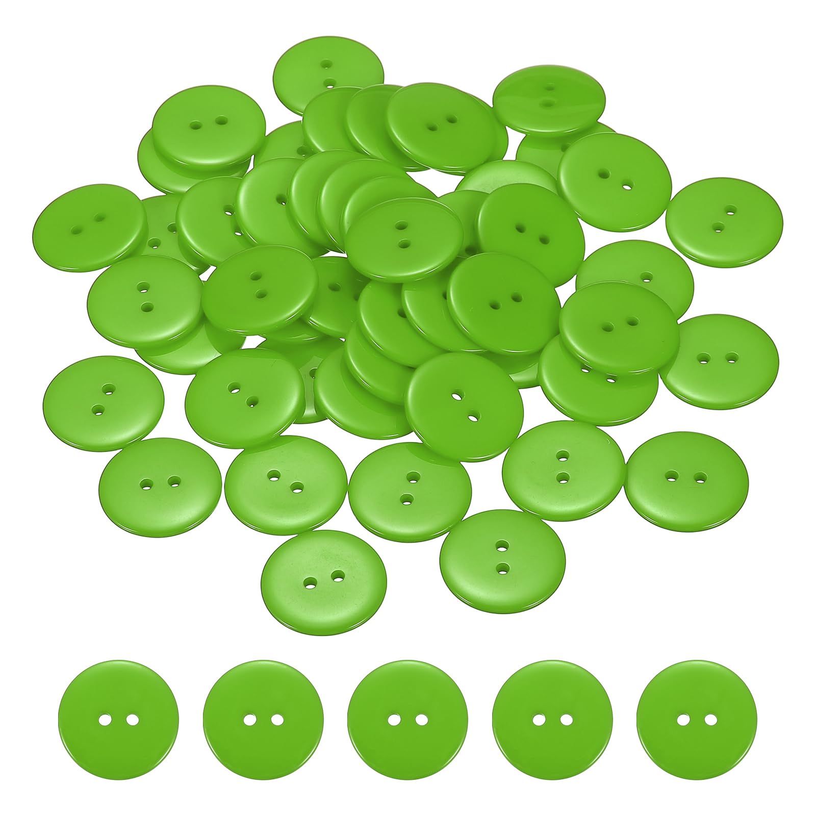sourcing map 50pcs Resin Sewing Button, 25mm (1-inch) 2 Holes Round Craft Decorative Buttons for Coat Clothes Holiday Decoration, Green