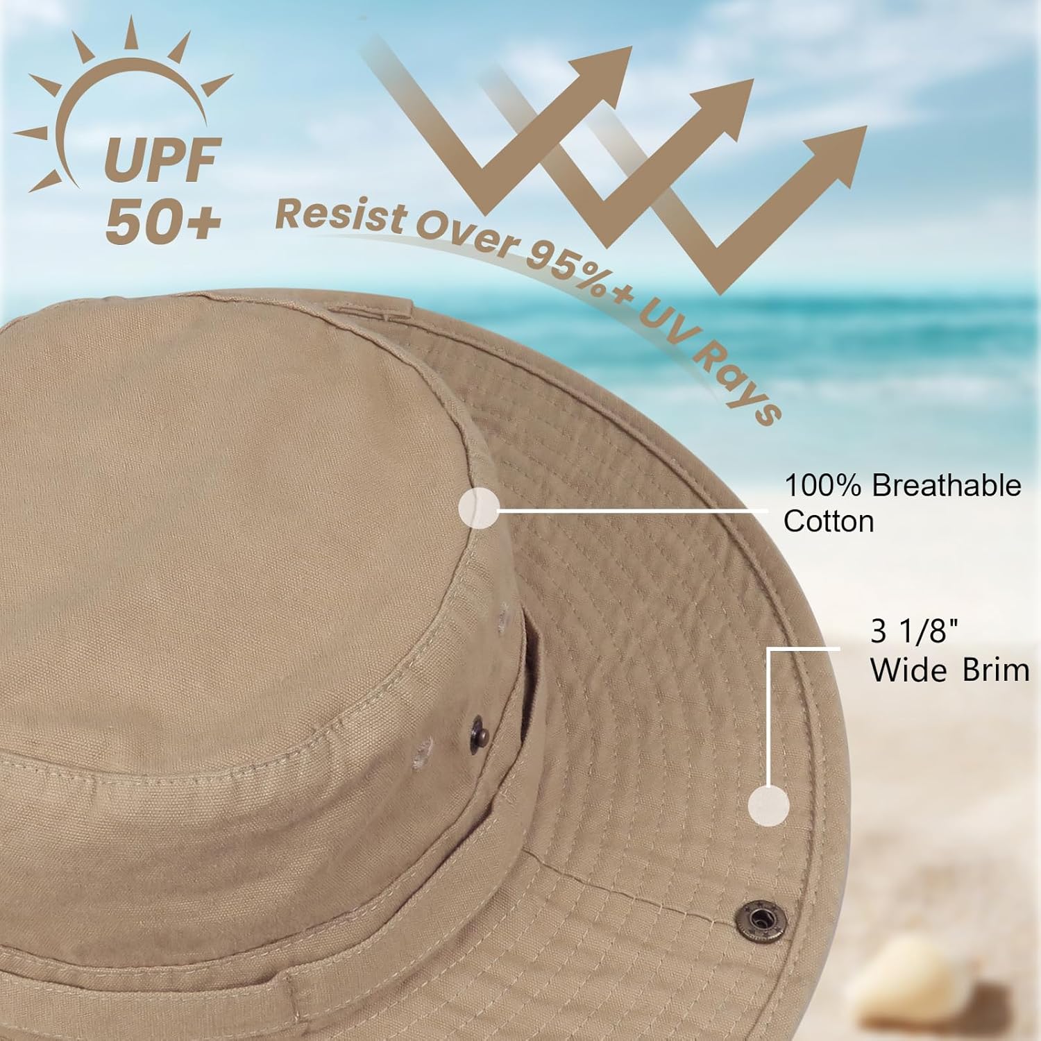 Bucket Hat Wide Brim UV Protection Sun Hat Boonie Hats Fishing Hiking Safari Outdoor Hats for Men and Women - Image 2