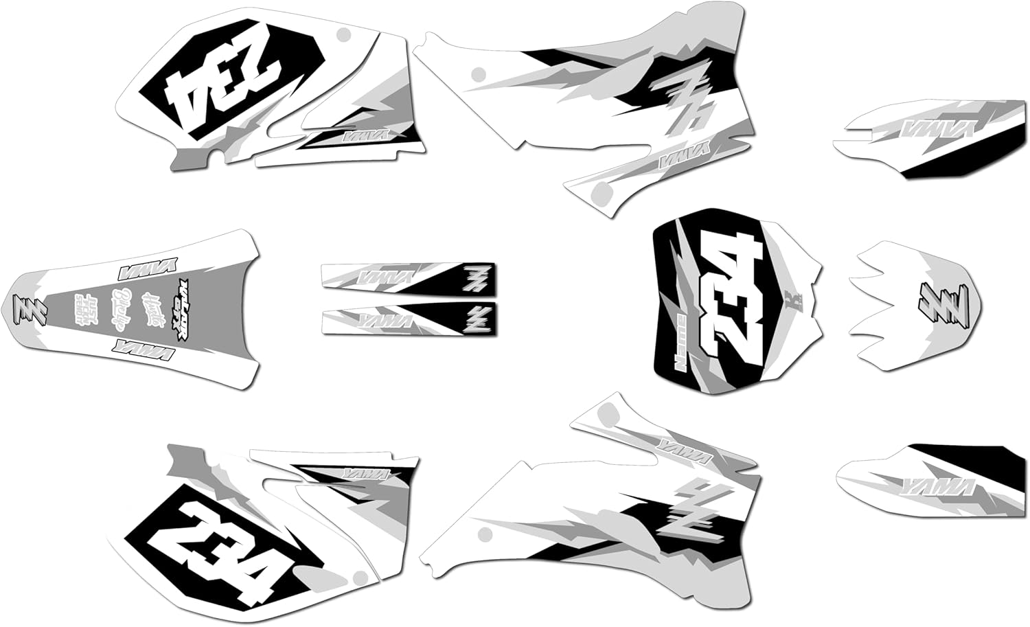 Graphics Kit for Yamaha YZ250F & YZ450F (2006-2009) Vintage Series White 16 Mil - On/Off the Road - Dirt Pit Bike Motorcycle Sticker, Dirtbike Racing Decal Motocross no-Plastics