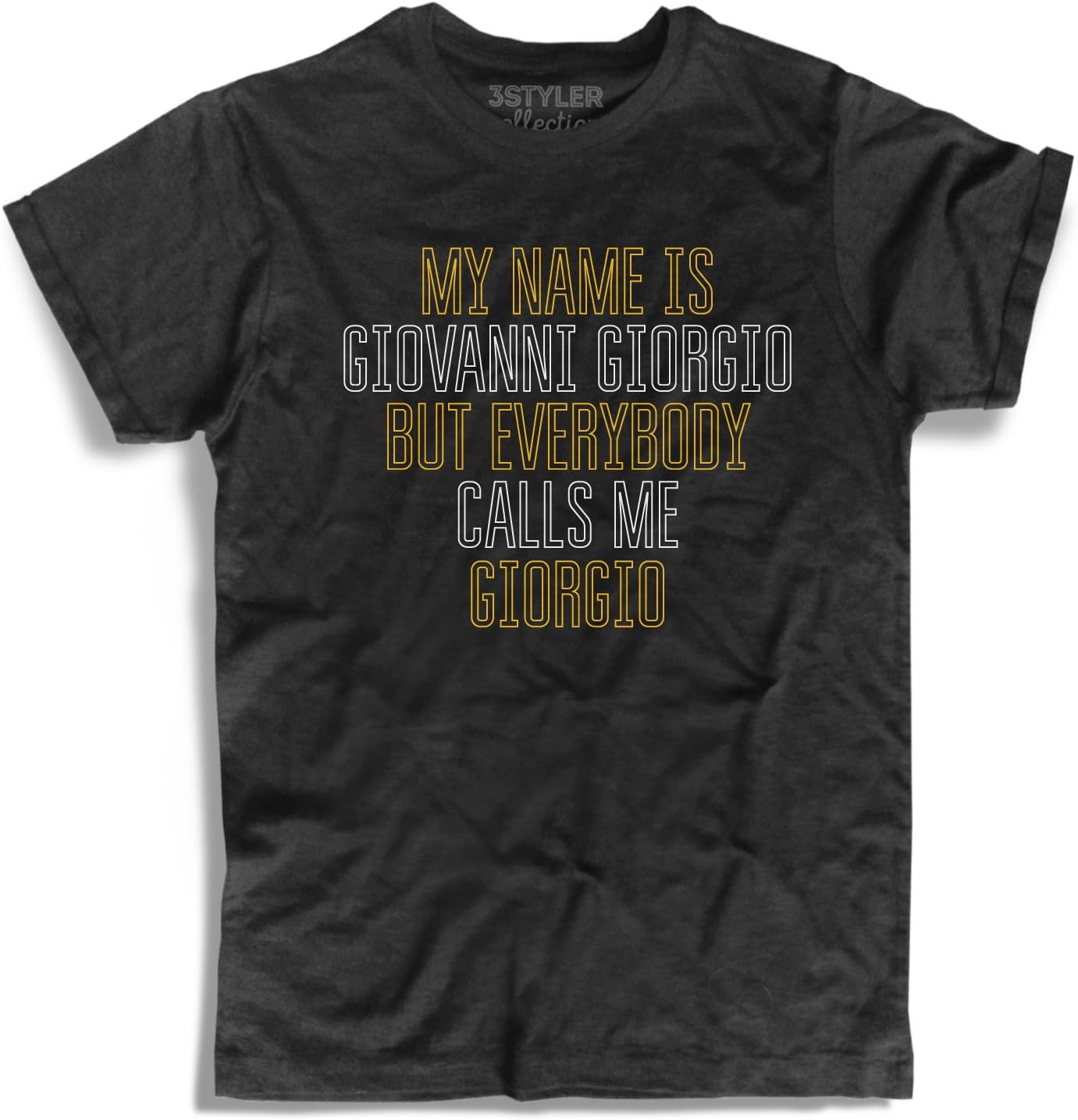 Amazink Men's Black Giorgio Moroder - My Name is Giovanni Giorgio - Punk T-Shirt