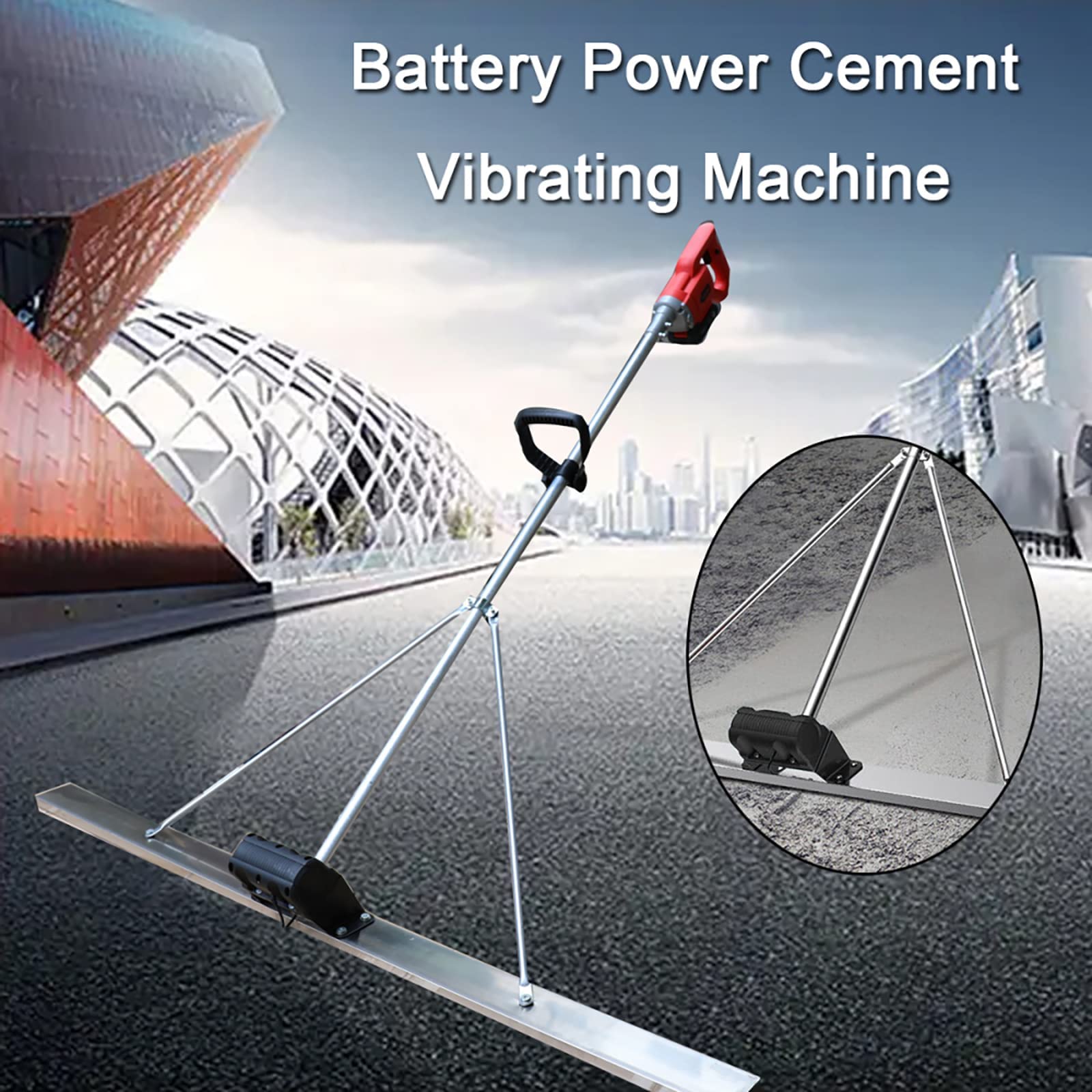 Power Screed Concrete Finishing Vibra Tool, 150CM Blade Electric Inalámbrico Screed Cemento Nivelador de Superficie Tamper Regla con raspador para procesamiento de concreto, 150cm X 8cm