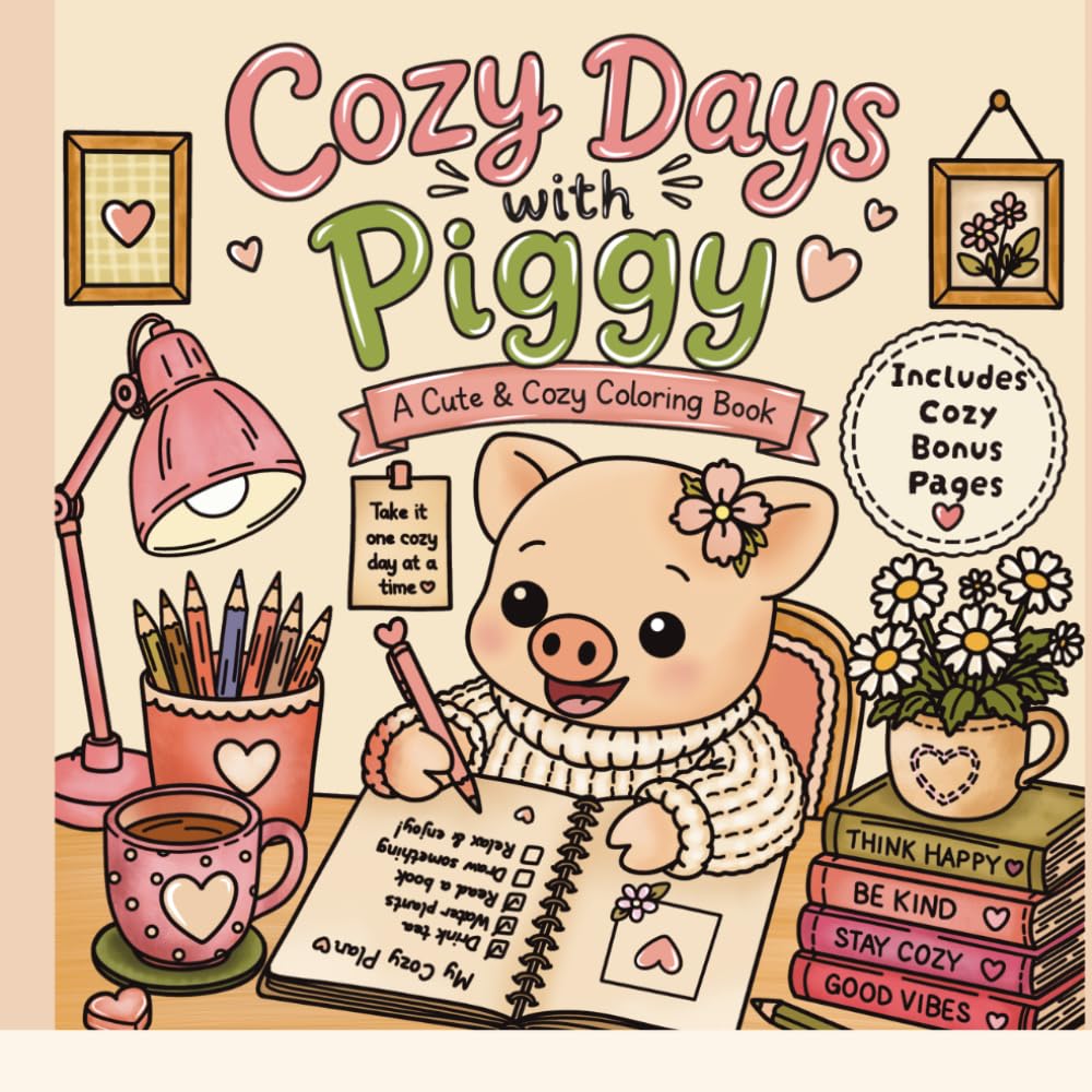 Cozy Days with Piggy: A Cute & Cozy Coloring Book