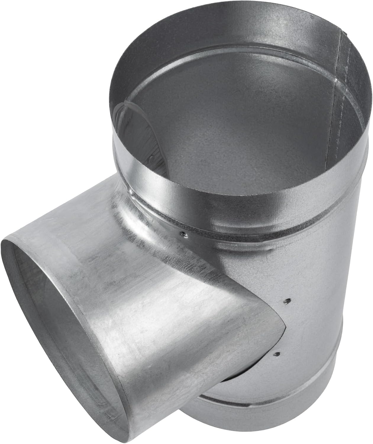 90° Degree Ø6 x 6 x 6 Inch T Shape Duct Splitter - Metal 3 Way Fitting Adapter - Galvanized Steel Round Duct Hose Dryer Branch - Home, Industrial, Heating HVAC Ventilation - Ducting Connector