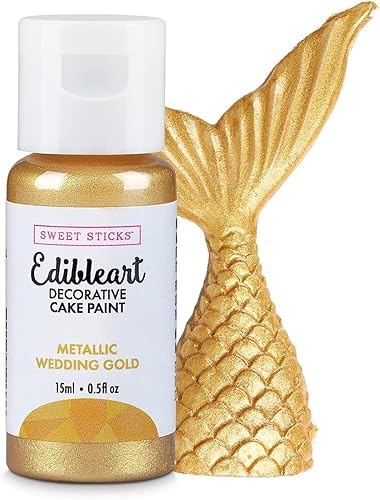 Edible Art - Pintura decorativa para tartas, 0.5 onzas (0.5 fl oz), color dorado metálico para bodas
