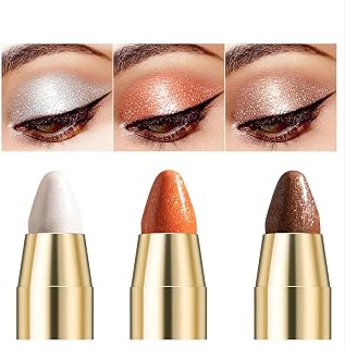 Eyeshadow Stick Set,Shimmer Pearl Pink And Neutral Brown Metallic Eyeshadow Pencil Crayon Eye Brightener Makeup With Smudge Proof,Long Lasting Cream Eye Shadow And Eyeliner Pen Set