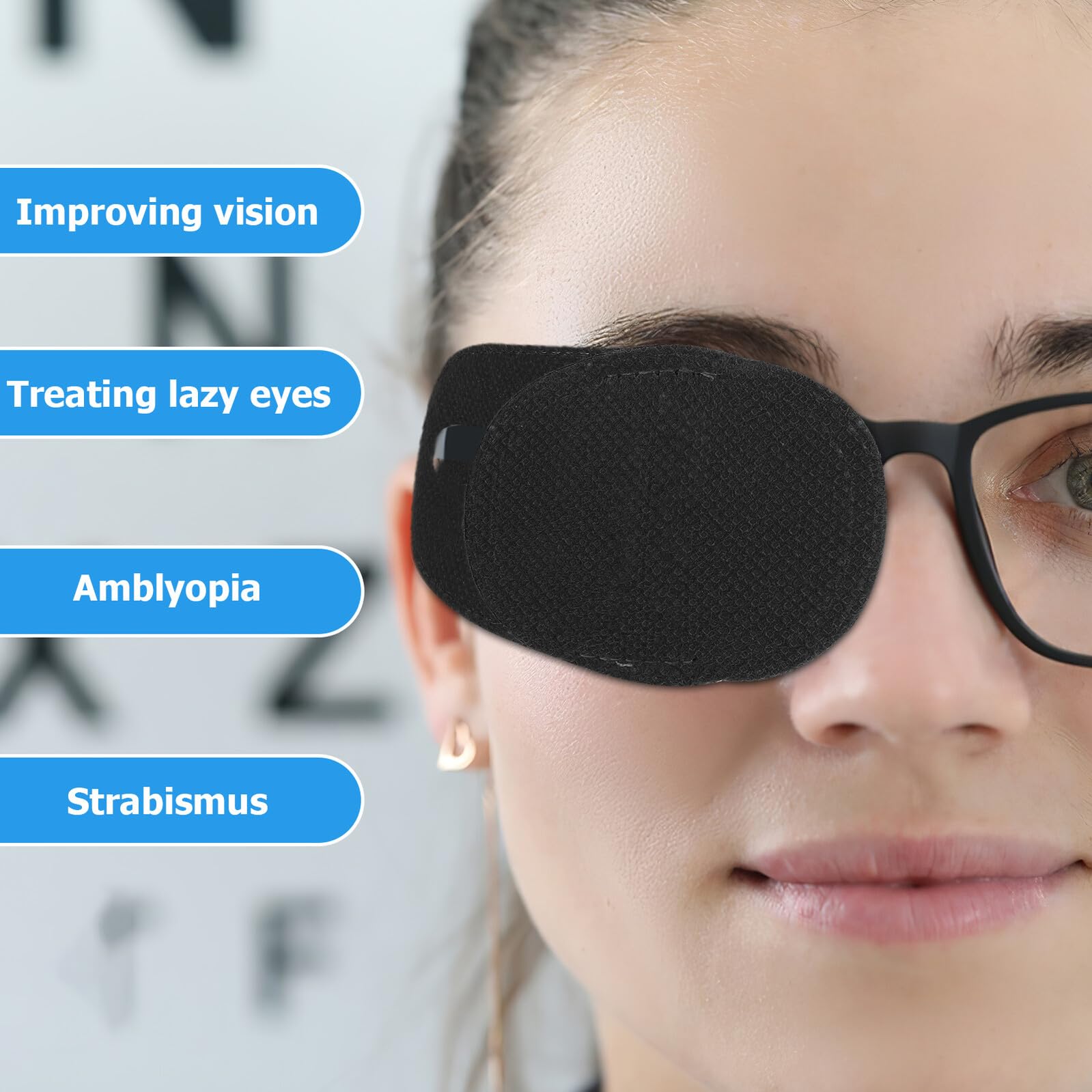 YARNOW Parche Ocular para Gafas 12 Piezas de Tela No Tejida Negro, Fácil de Usar Irritación, Adecuado para Uso en Casa y Viajes