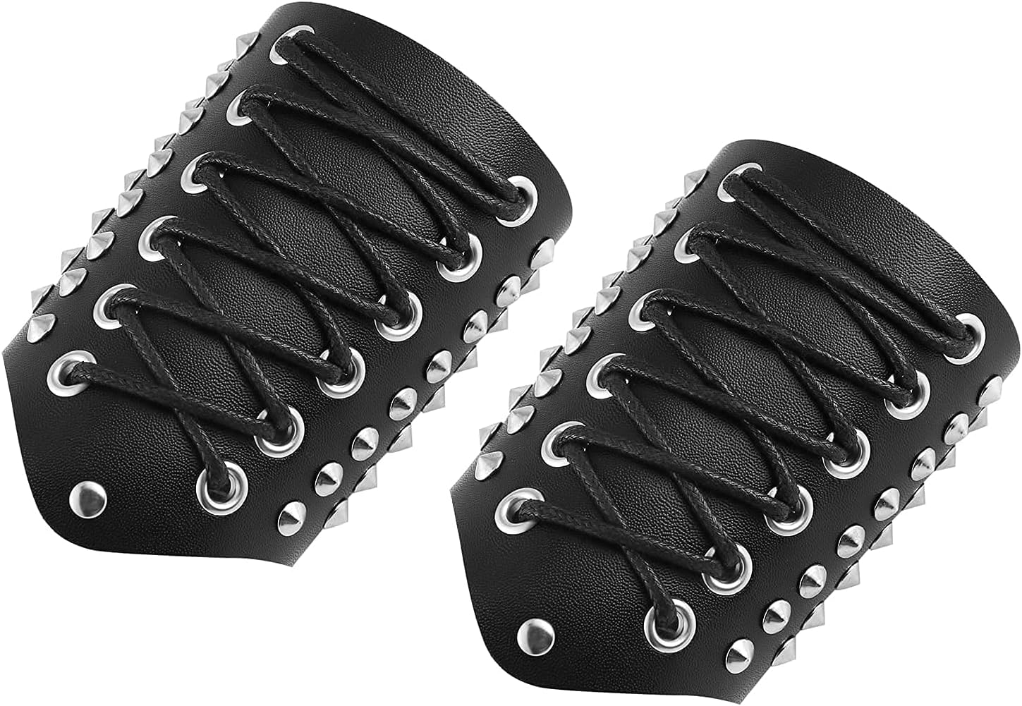 STWTR Men's Wide Cuff Wristband Punk Rock Motorcycle Wide Belt Leather Stainless Steel Rivet Wristband