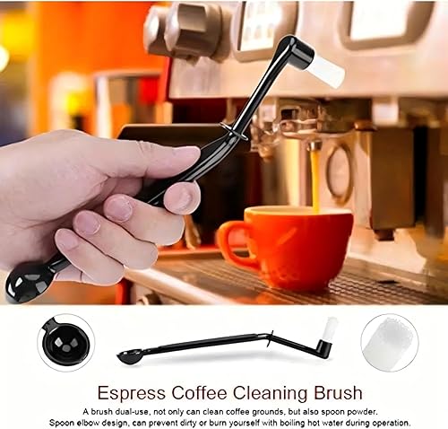 Miniatura 5 de Limpiador de cepillos para máquina de café, cepillo de nailon para máquina de café expreso, herramienta de limpieza de café con cuchara para