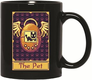 Retro Pixel Card Game Digital Pet Care Technology Gift for Kids and Teens 11oz 15oz Black Coffee Mug