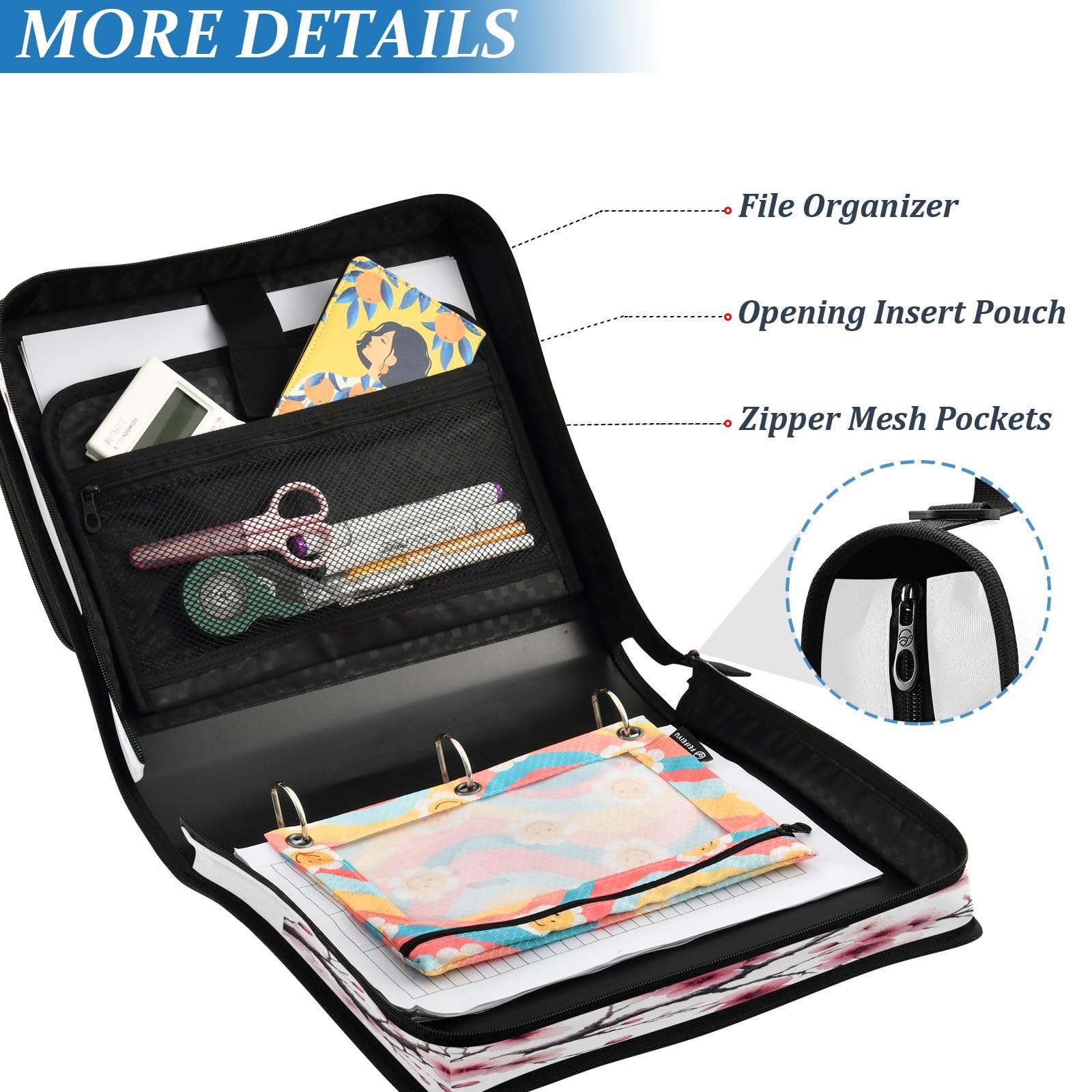 Amazon.com: ALAZA Zipper Binder 3 Ring Pink Cherry Blossom Flowers