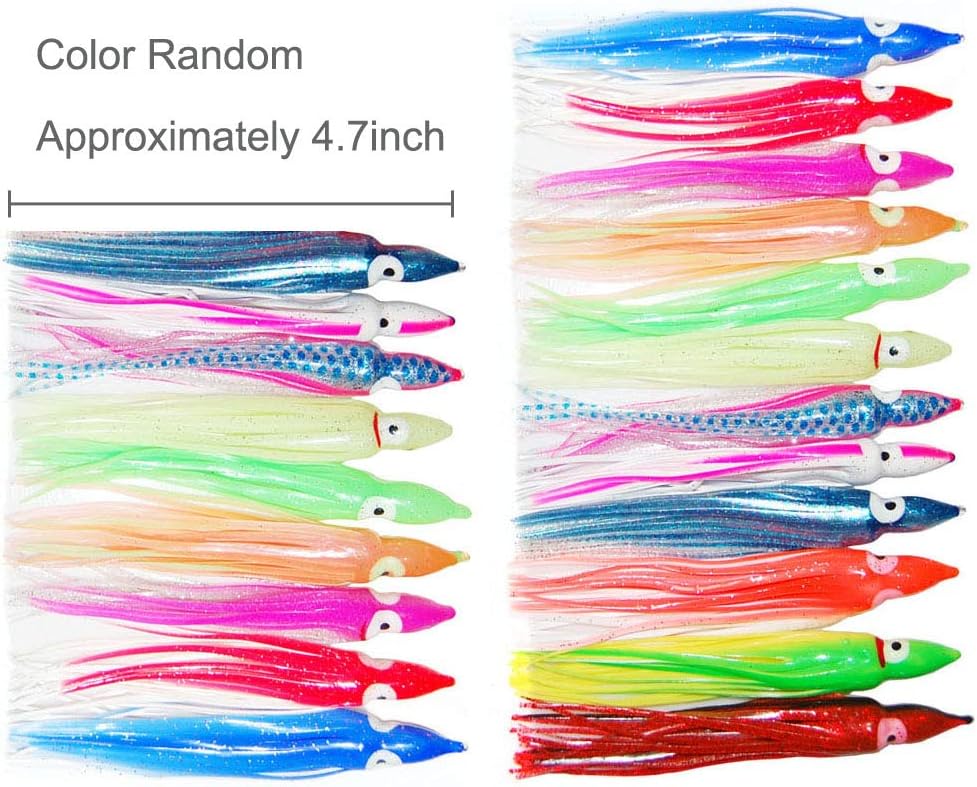 Fishing Lures Squid Skirts Octopus Lures Soft Plastic Trolling Skirt Lure Kit Saltwater Fishing Bait for Bass Trout