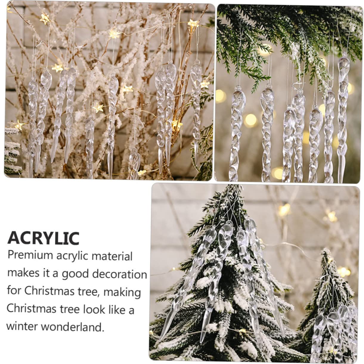 Cabilock 5 Sätze Teiliges Eiszapfen Hängedekoration Für Weihnachtsbaum Transparente Ornamente Für Innendekoration Festliche Weihnachtsfeier Dekorationen 36 Stück * 5