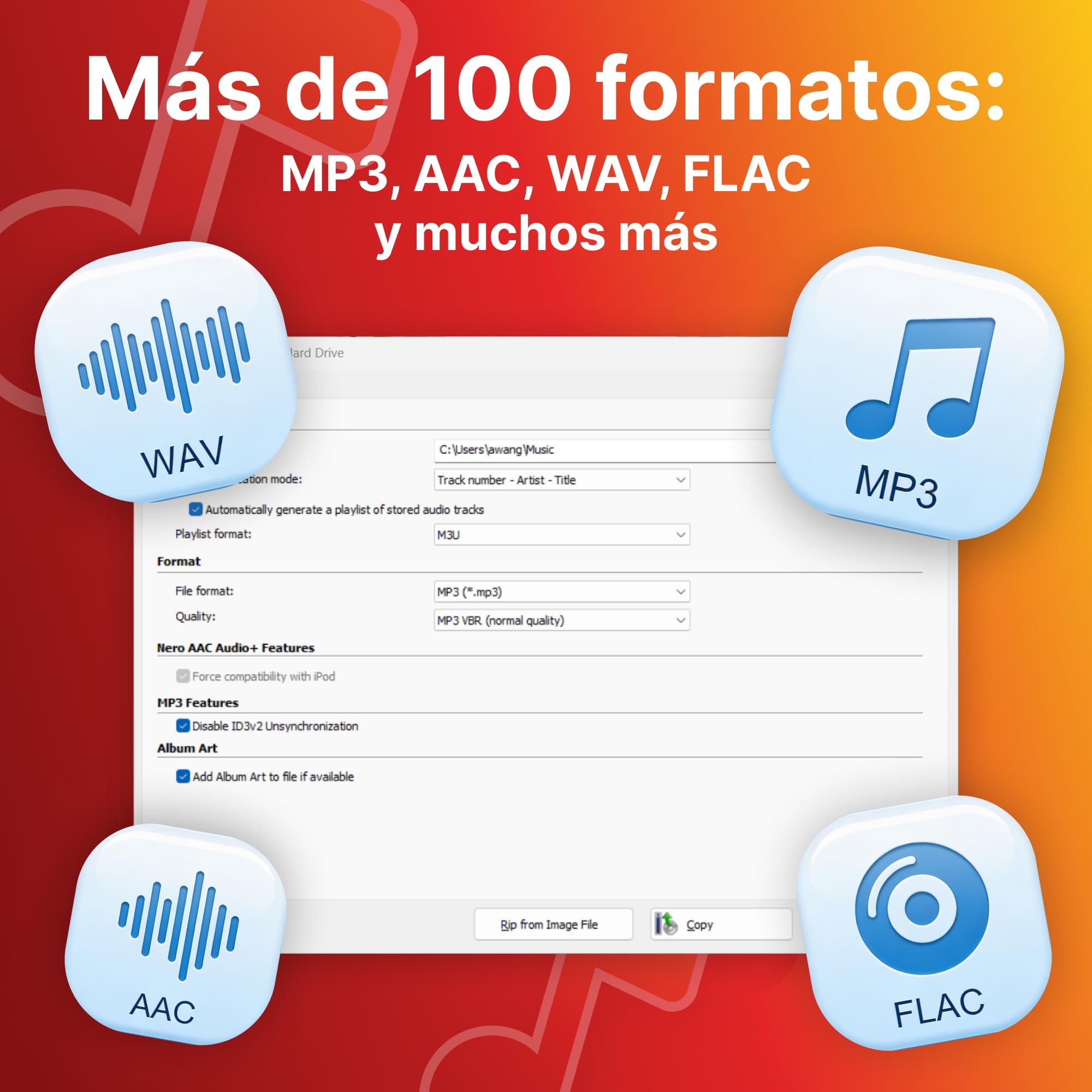 Nero CD Ripper Software | Convertir CD de audio a MP3, FLAC, AAC, WAV | Digitalizar música con reconocimiento Gracenote | Tecnología Burning ROM | Licencia de por vida | 1 PC | Windows 11/10/8/7