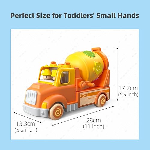 Miniatura 7 de Juguetes de construcción para niños, camión mezclador de cemento con sonido y luz, clasificador de formas, vehículo preescolar para niños de 18