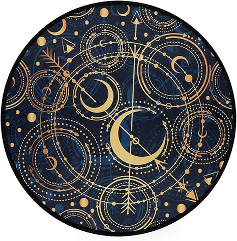 Amazon.com: ALAZA Geometric Moon Stars Round Area Rug Non-Slip Floor ...