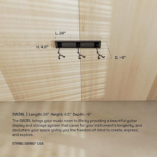 Vista 13 de String Swing Estante de pared para guitarra, soporte de pared para guitarra múltiple, organizador de guitarra para guitarras acústicas y eléctricas