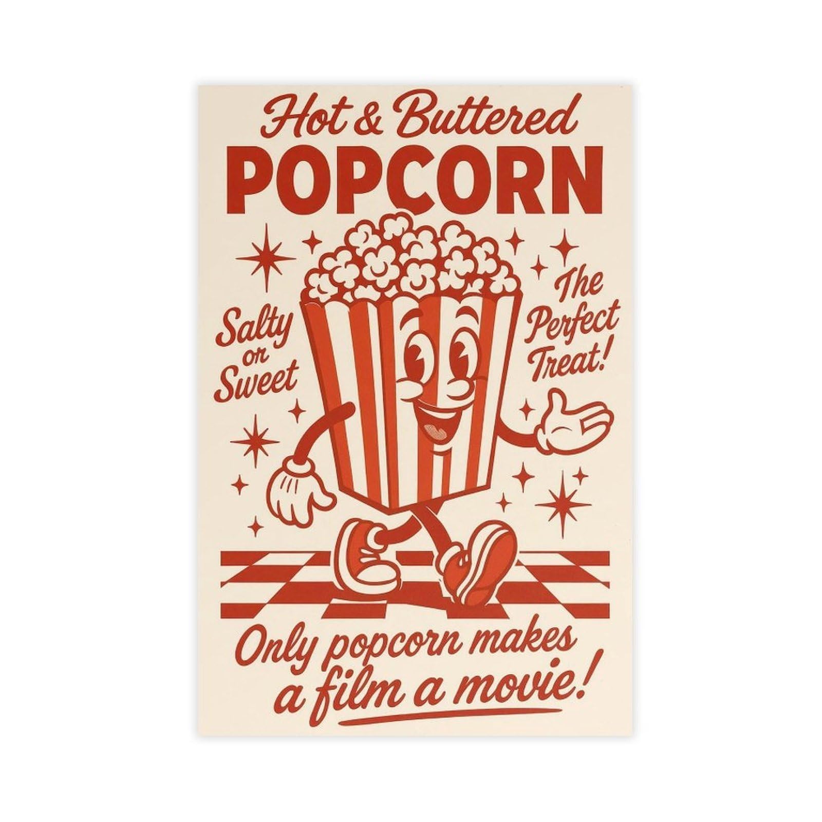 LXWNZE Hot & Buttered Popcorn, Vintage Poster（39） Canvas Poster Wall Art Decor Print Picture Paintings for Living Room Bedroom Decoration 24" L X 36" W