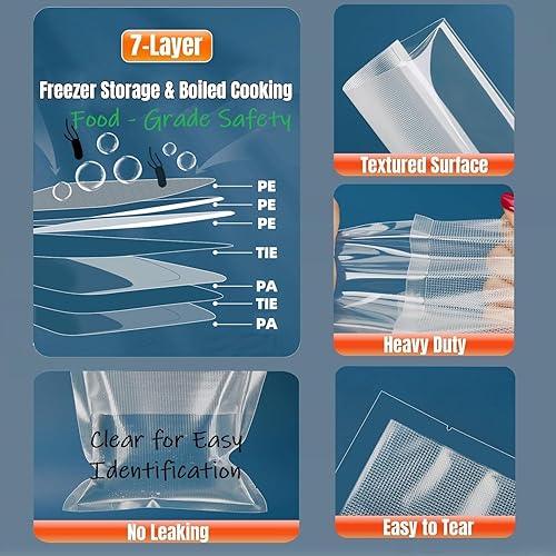 Miniatura 4 de Bolsas selladoras al vacío de 50 galones para guardar alimentos, bolsas de congelador de 11 x 16 pulgadas, precortadas, almacenamiento de alimentos,