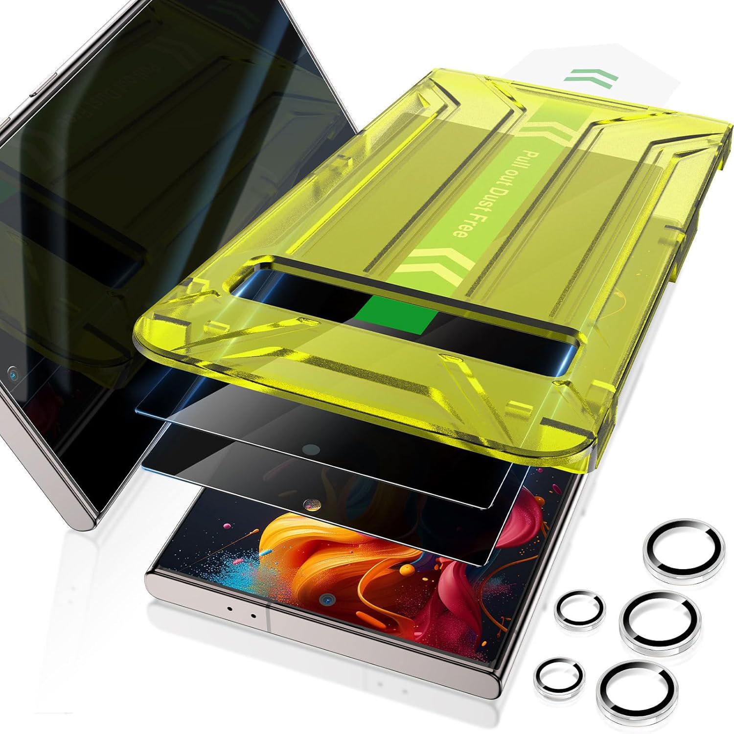 Fotbor for Samsung Galaxy S24 Ultra 28° Privacy Screen Protector and Camera Lens Protector, [3s Installation], Fingerprint ID 9H+ Tempered Glass 2Pack