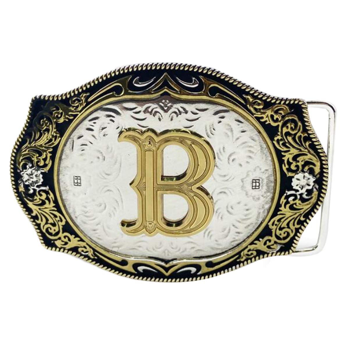 Daisybaby Initial Letter Belt Buckles Western Cowboy Handmade Metal Large Alphabet Belt Buckle for Men and Women B