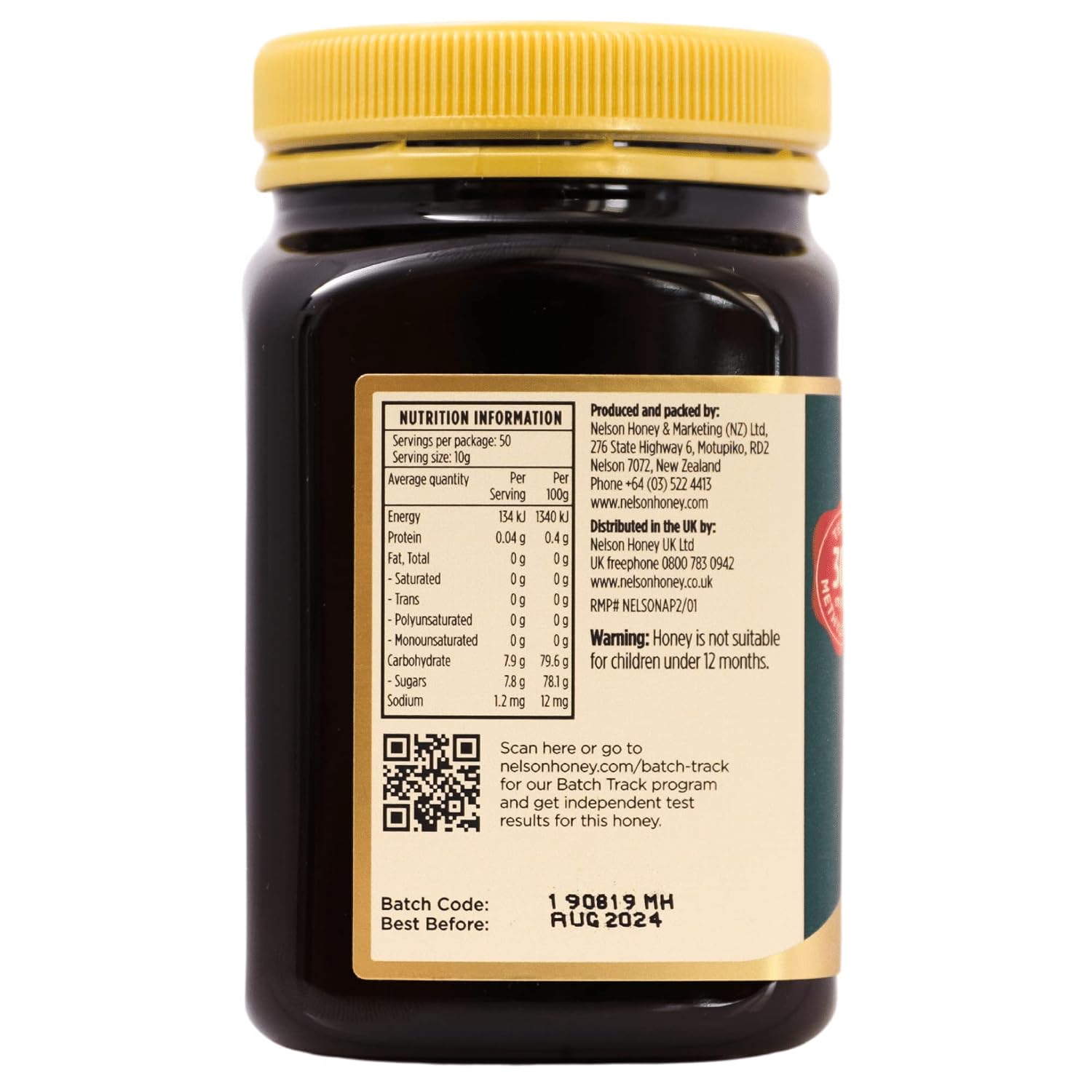 Nelson Honey UK, Classic 300+mg 500 g, Manuka, 1 count
