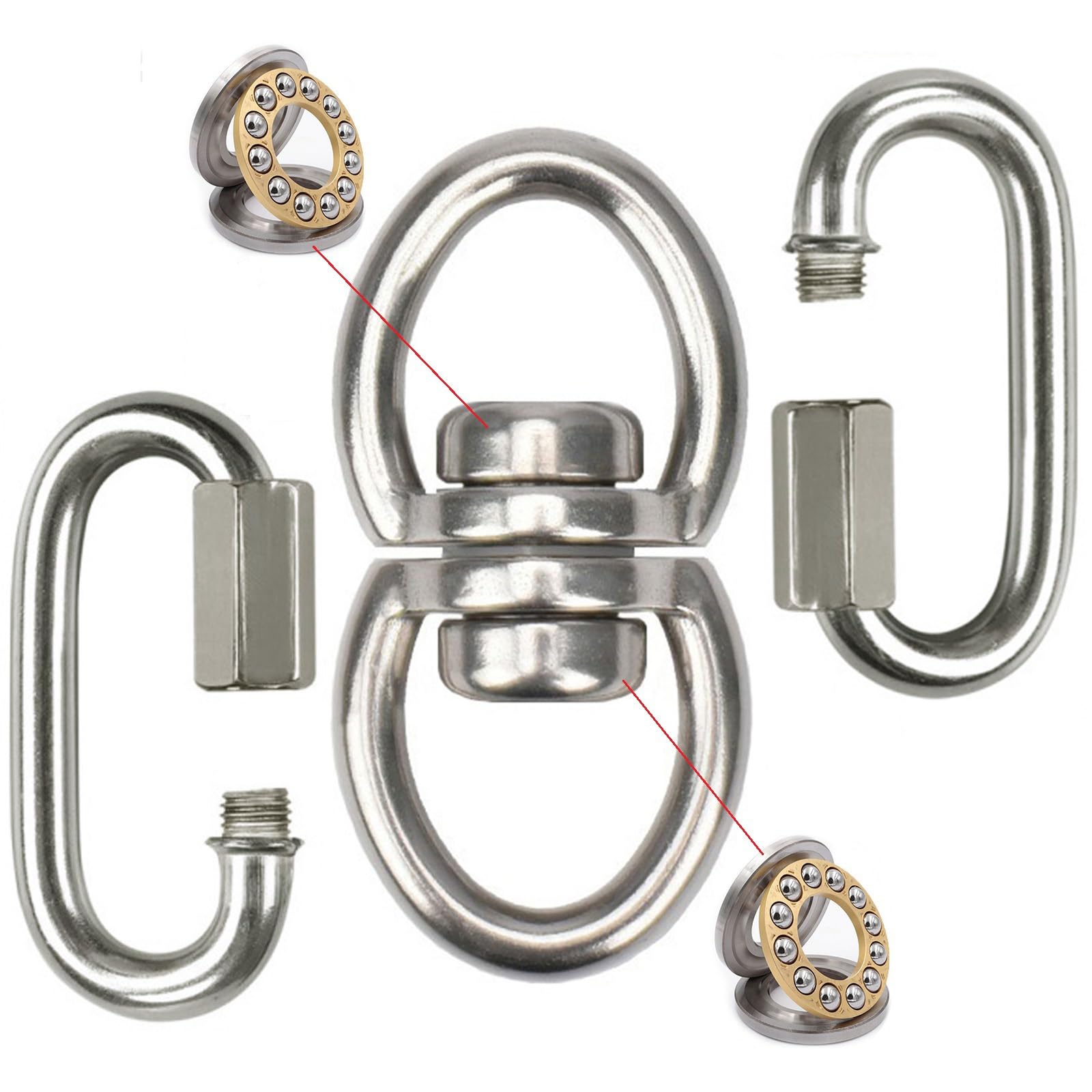 WWFFEN Swing Swivel Hanger Breaking Strength 360° Rotator for Tree Swing, Hammock Chair, Climbing Rope, Yoga, Kids Swing Swivel 1500LB Capacity