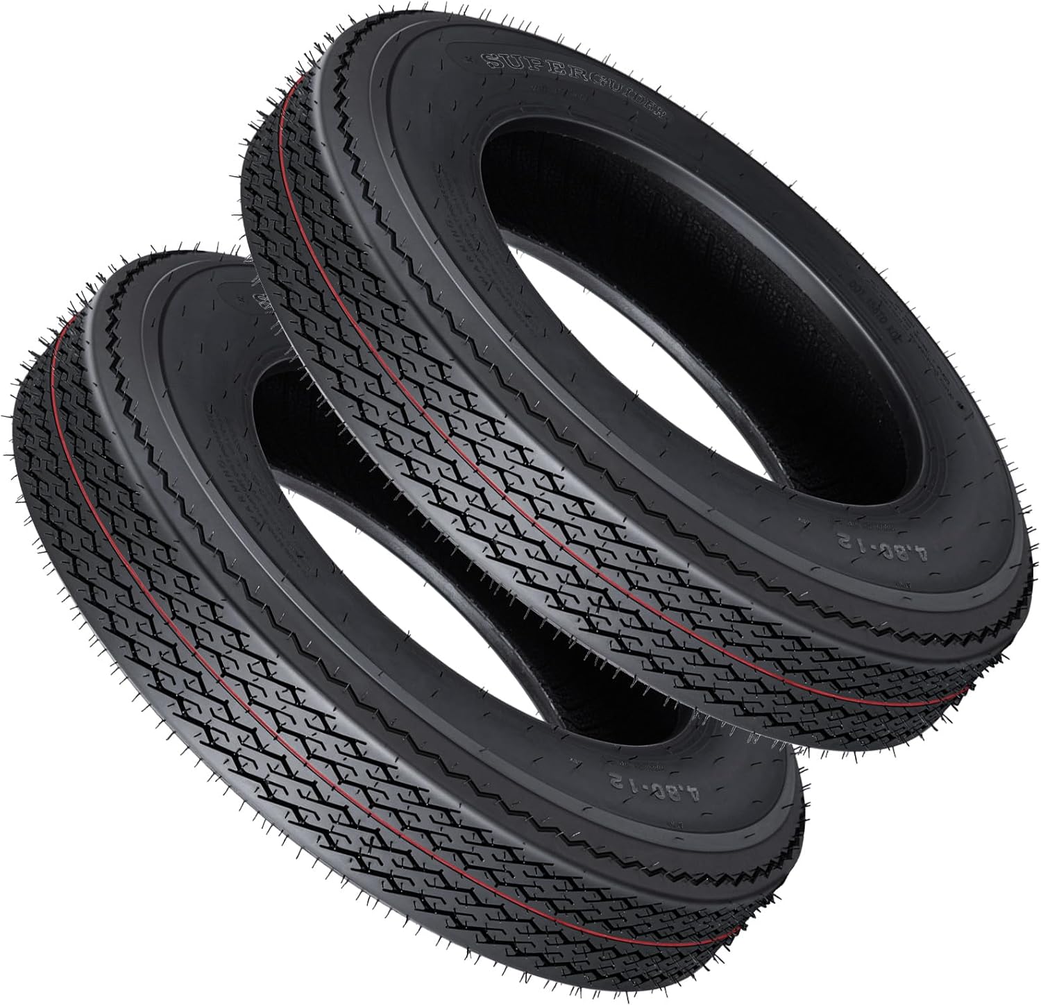 5.30-12 Trailer Tires Set of 2, 6PR Load Range C, Deep 6mm Tread, 12-Inch Radial Replacement, Durable for Utility, Boat, Camper, Cargo Trailers