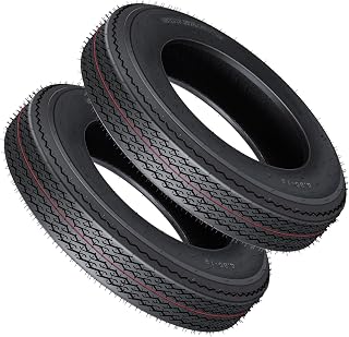 5.30-12 Trailer Tires Set of 2, 6PR Load Range C, Deep 6mm Tread, 12-Inch Radial Replacement, Durable for Utility, Boat, Camper, Cargo Trailers