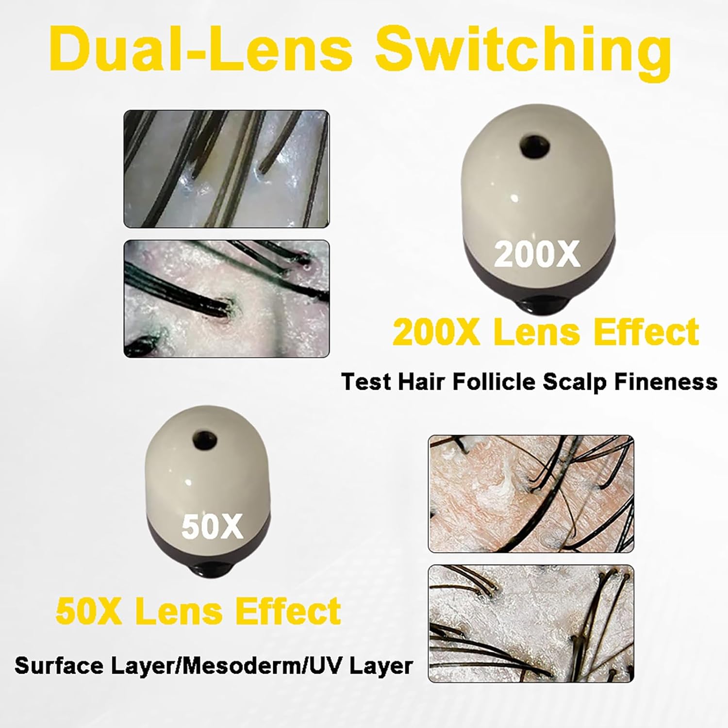 Four Spectrum Skin Hair Scalp Analyzer, 17 Inch Screen Hair Follicle Detector, with 50X 200X Lens and Remote Control, for Home, Salon, Beauty Salon,Standard Model