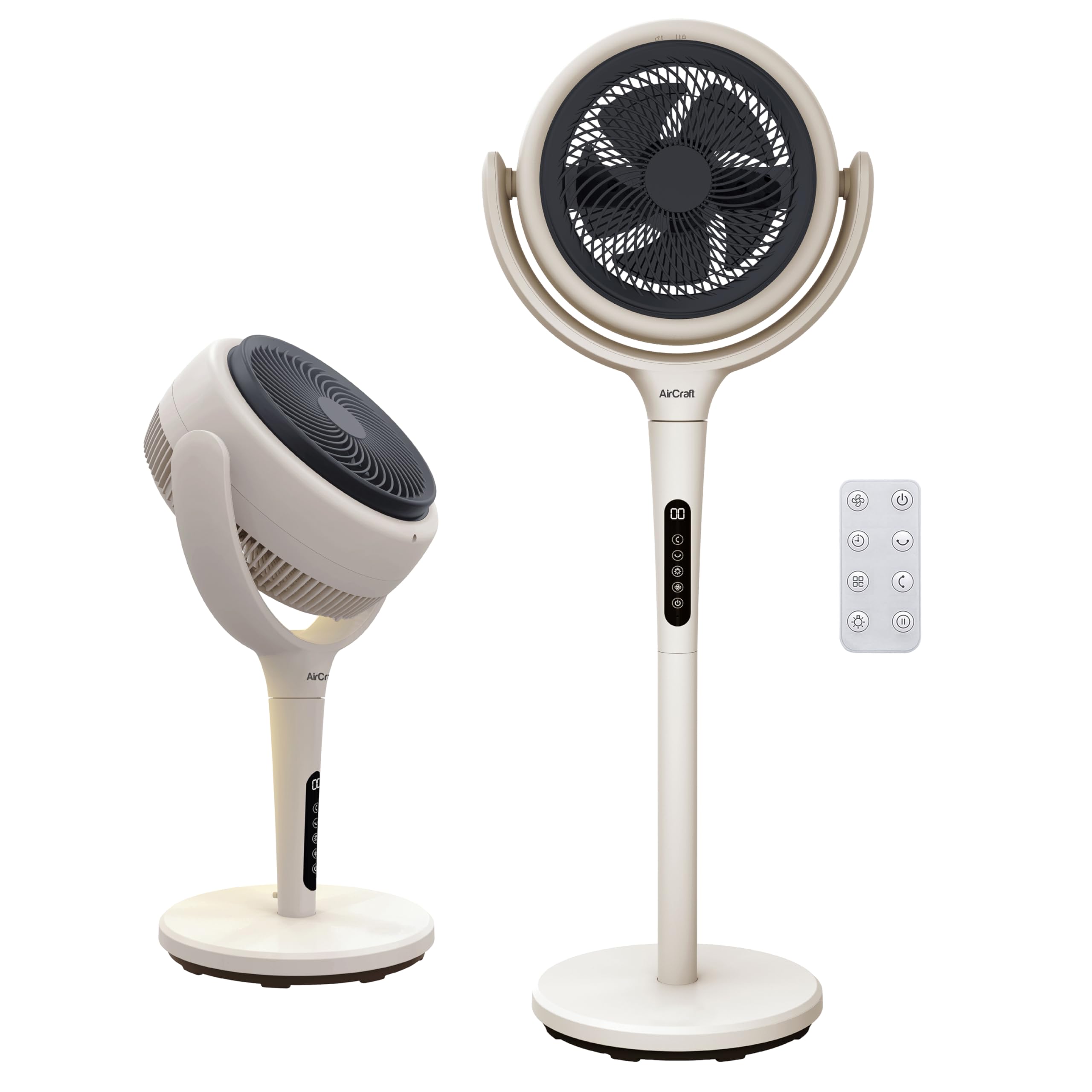 AirCraft Home, Lume Ventilator mit Fernbedienung und LED-Hintergrundbeleuchtung, Ultra-leiser 3D Luftzirkulator, Höhenverstellbarer Tisch- und Standventilator mit Timer und 3 Modi