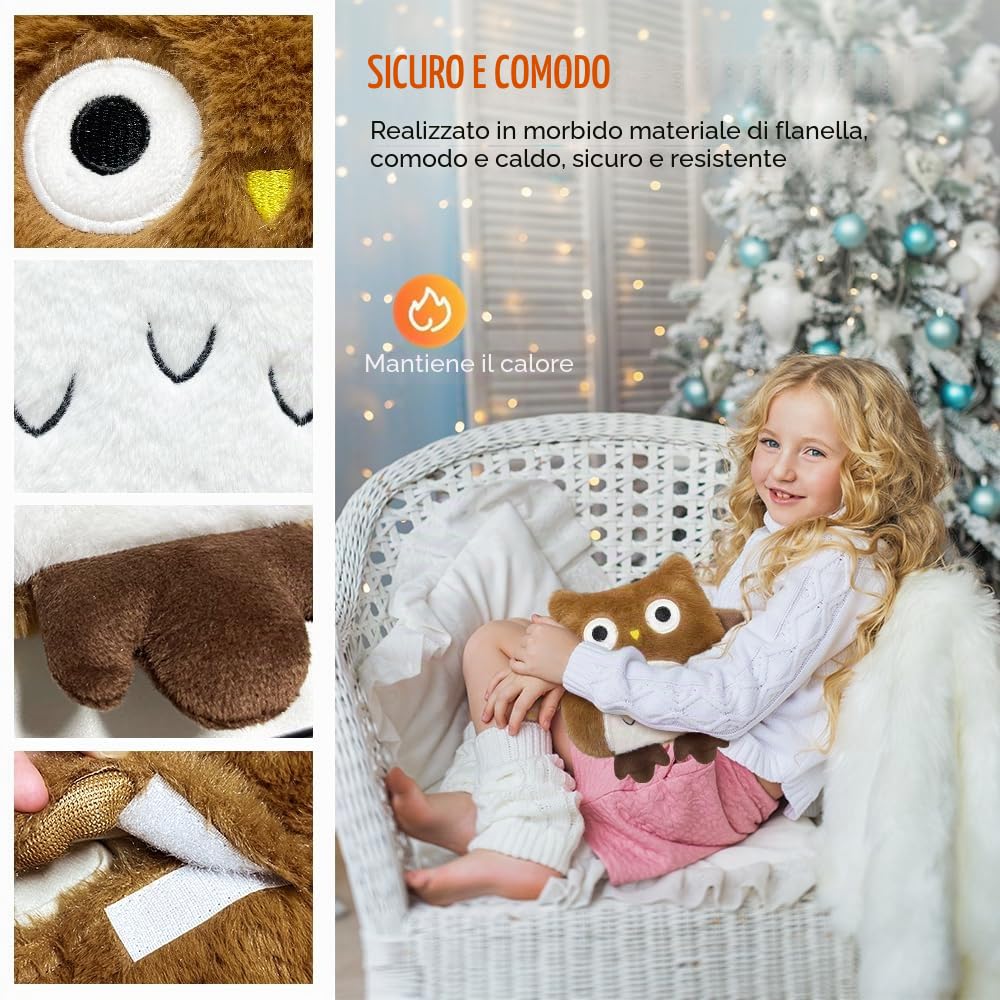 Borsa Acqua Calda Microonde, Cuscino Termico, Cuscino Riscaldante Microonde, Borsa Calda Micro-onde Per Donne, Bambini E Bambini, Per Dolori Per La Pancia, La Schiena E La Zona Lombare（gufo）
