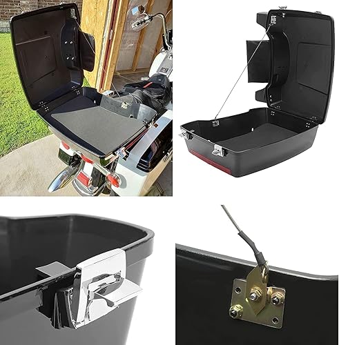 Miniatura 5 de ECOTRIC Tour Pack - Rack de dos piezas compatible con Harley Touring Street Glide Road King Electra Glide 1997-2008 con respaldo negro