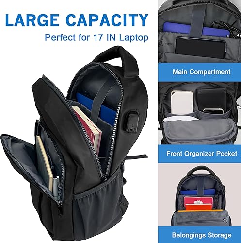 Miniatura 6 de WOLT Mochila para laptop para hombres y mujeres para portátil de 15.6 pulgadas y 17 pulgadas, mochila de viaje aprobada con compartimento para
