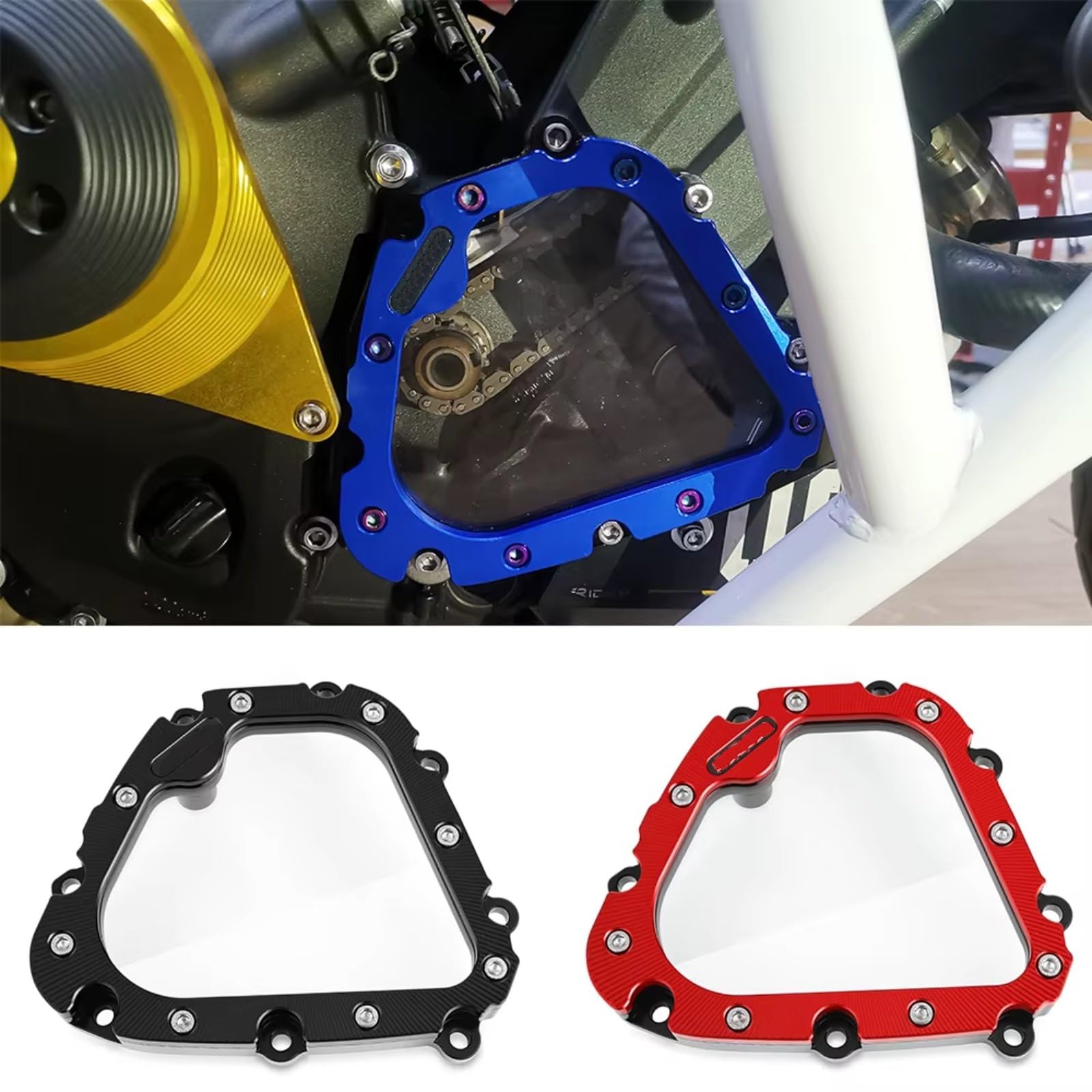 Vordere Kettenradabdeckung Motor Motorrad Für Yamaha Für MT09 Für FZ09 Moto Ritzelabdeckung | Schützen Sie den Kettenbereich vor Sand und Steinen.(Black)