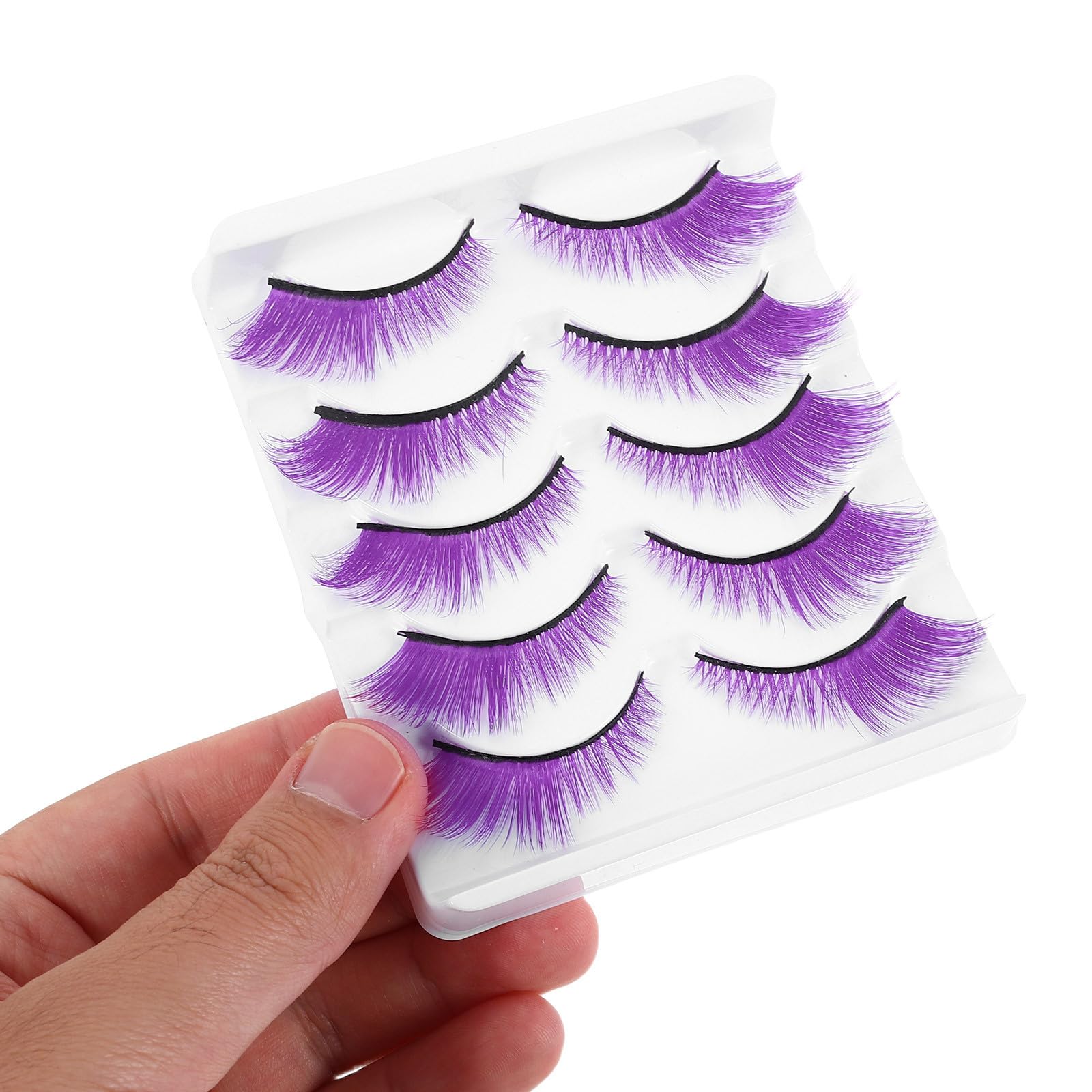 Tofficu 25 Paia Ciglia Finte Manga Porpora in Fibra Artificiale Riutilizzabili Effetto Realistico per Cosplay e Uso Quotidiano, Morbide e Leggere per Trucco Naturale