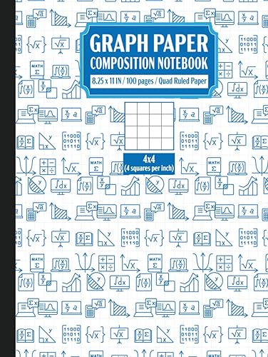 Graph Paper Composition Notebook: Graph Paper Notebook, Grid Paper for Math and Science Students, Quad Ruled 4x4 (100 Pages, 8.5 x 11)