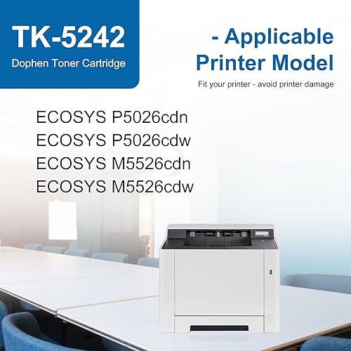 Miniatura 2 de TK5242 - Juego de cartuchos de tóner de 4 colores - TK-5242K TK-5242C TK-5242M TK-5242Y Reemplazo de tóner para impresora Kyocera ECOSYS P5021cdn