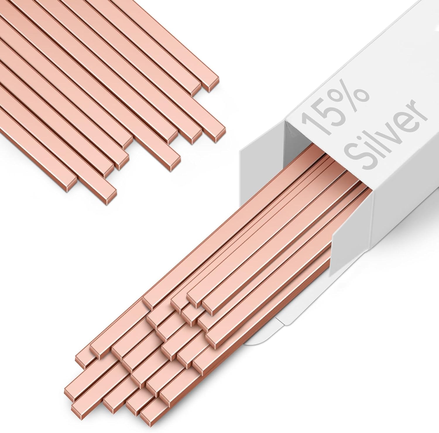60 Sticks Brazing Rods, BCuP-5 15% Silver Solder Copper Phosphor Welding Rods Industry Grade 0.050"x1/8"x10" for Air Conditioning, Refrigerator, Cold Storage, HVAC Units