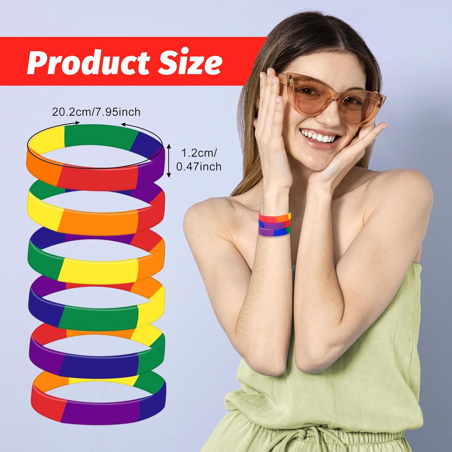 300 Pcs Pride Wristbands Bulk Rainbow Silicone Bracelet Pride Wristbands Decorations Stretch Silicone Wristband Wrist Bands for Gay and Lesbian Parades Rainbow Festival Party Decorations Supplies