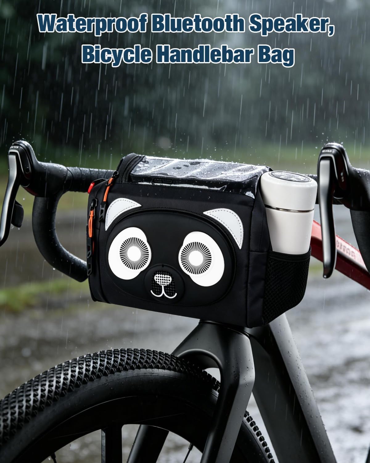 6L Bluetooth Speaker Bike Handlebar Bag with Colorful Lights,Waterproof, Bicycle Front Storage Pouch Bag, Cycling Accessories for Bicycles& Mountain Bikes& E-Bikes(Battery Not Included)