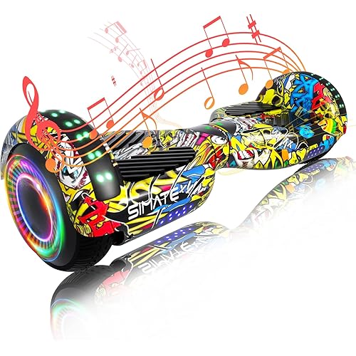 SIMATE Hoverboard, Bluetooth All Terrain Hover Boards with LED Lights and APP Control, Gifts for Kids Adults Girls Boys, for All Ages