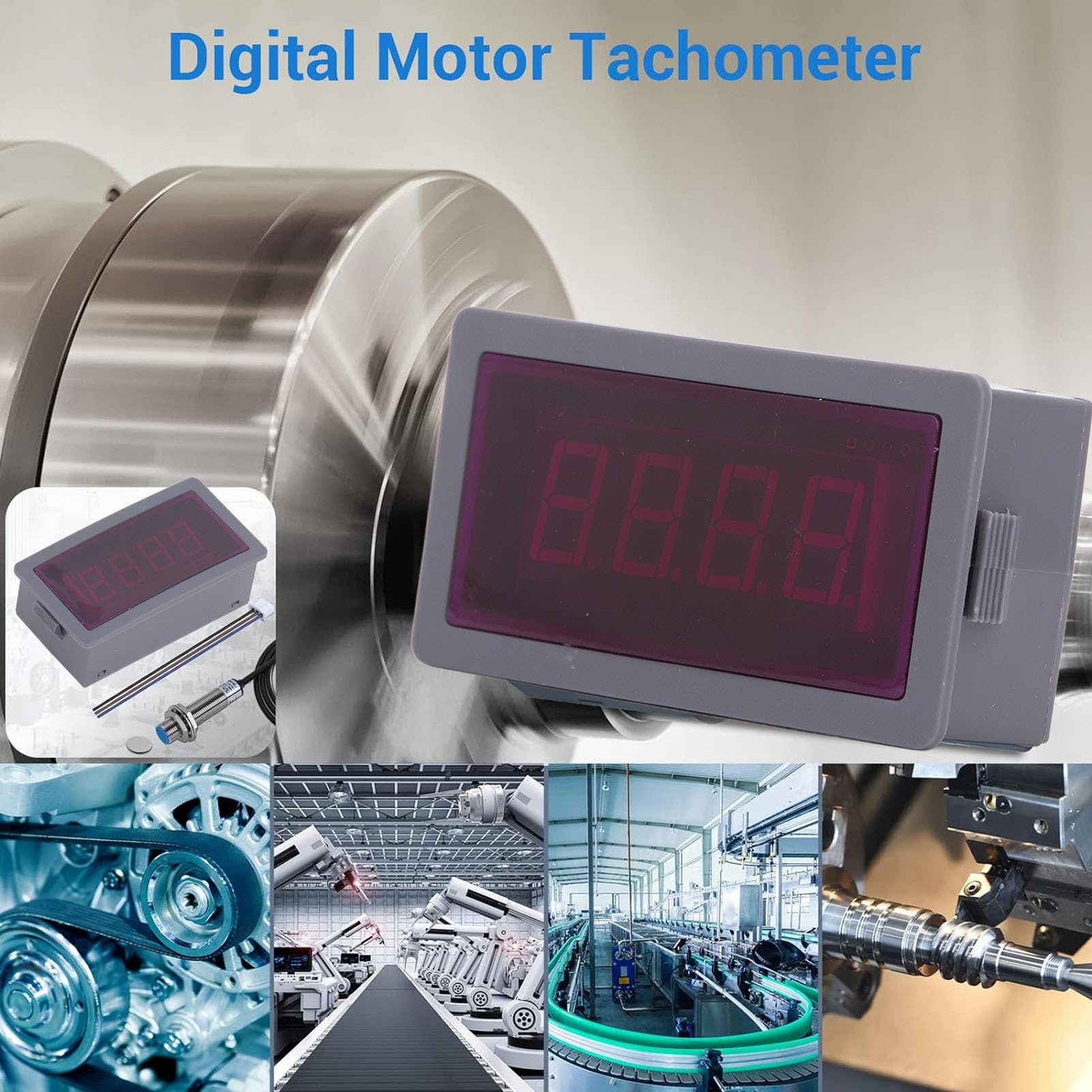 Motor Speed Meter, 1-50000 RPM 4 Digit LED Display DC9-30V Versatile Digital Tachometer for Measurement Device