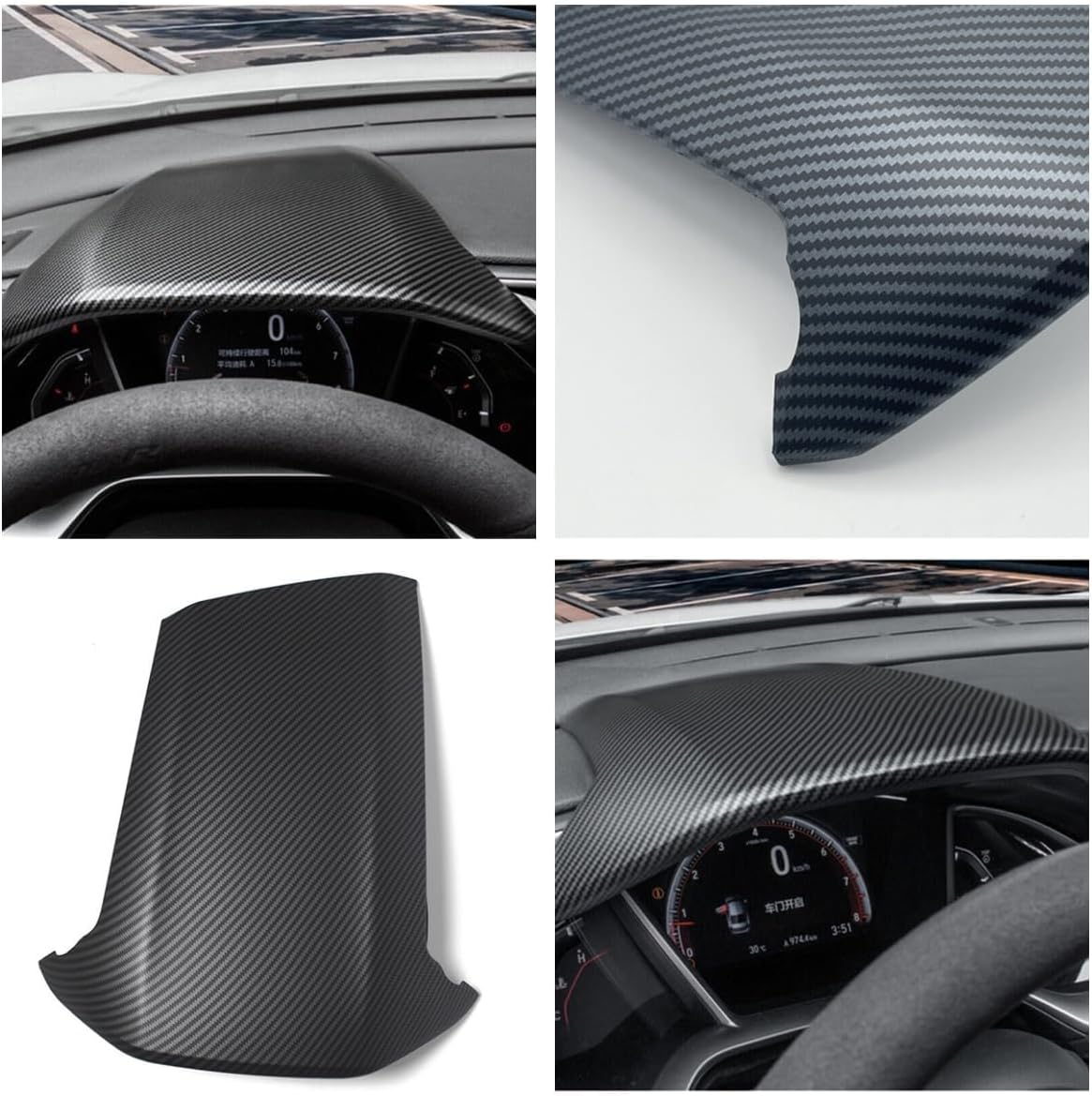 ATAIRSOFT Center Console Dashboard Cover 1 PCS ABS Plastic Car Interior Accessories Dash Cover Compatible for Honda Civic 10th Gen 2016 2017 2018 2019 2020 2021 (Matte Carbon Fibre Style)