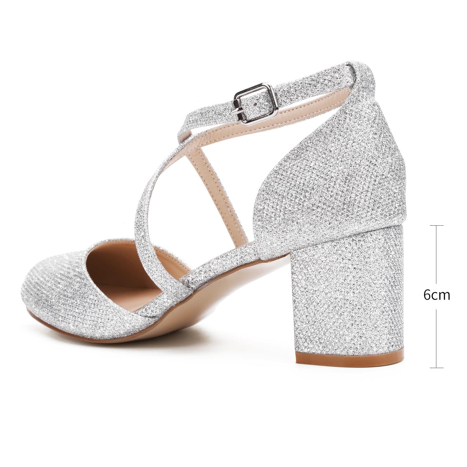 Greatonu Scarpe col Tacco Donna Eleganti Decollete a Cinturini Incrociati Punta Chiusa Sandali con Tacco da Sposa Decolte Tacco Medio Largo