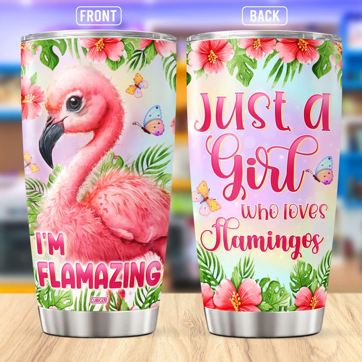 Flamingo Coffee Tumbler Travel Mug With Lid Cute Birthday Gifts For Women Mom Teenage Girls Sisters Animal Lovers Insulated Cup Stainless Steel Tumblers Hot And Cold Funny Sayings - Image 2